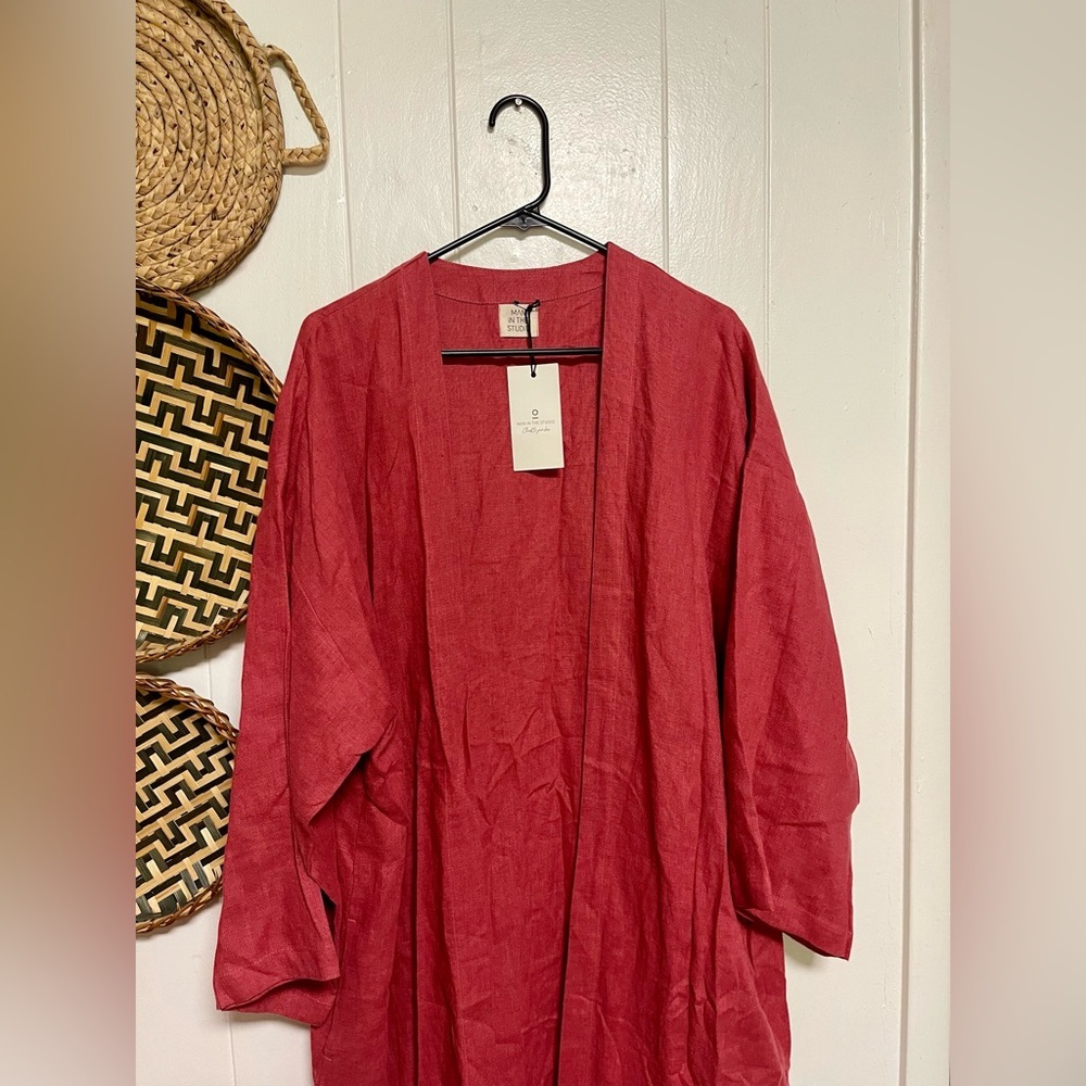 LONG KIMONO STYLE LINEN GOWN SIZE LARGE - Picture 3 of 7
